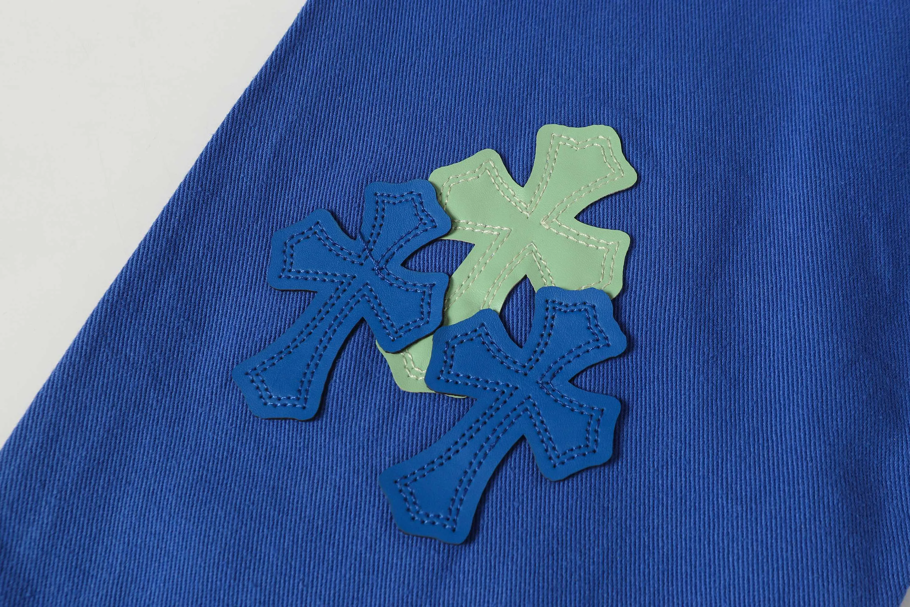 P270 Chrome Hearts/Chrome Hearts 25ss classic colored leather cross washed color cloth denim trousers for men and women Color: Picture color Code number: 28-36